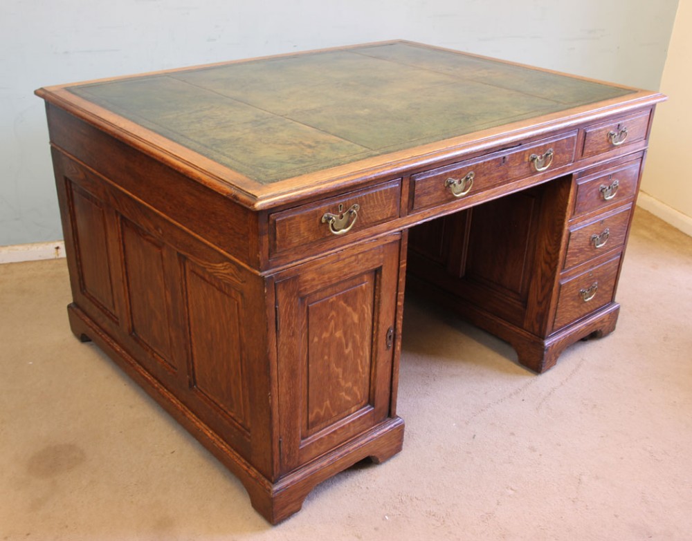 Antique Oak Partners Writing Desk. 
