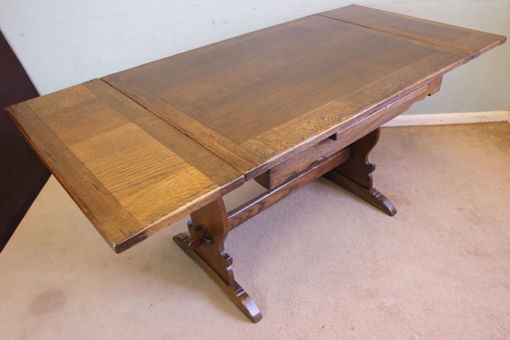 Antique Refectory Oak Draw Leaf Dining Table