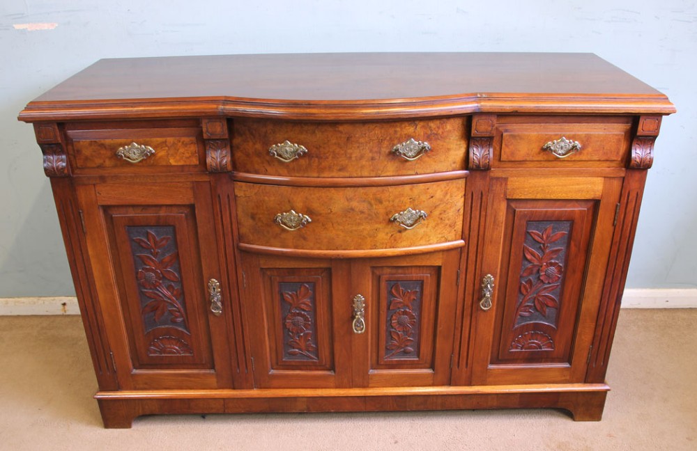 Antique Walnut Bow Front Chiffonier Sideboard Base