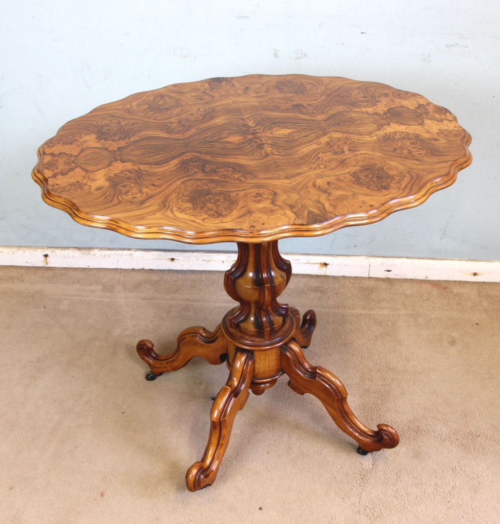 Antique Burr Walnut Shaped Centre Side Table