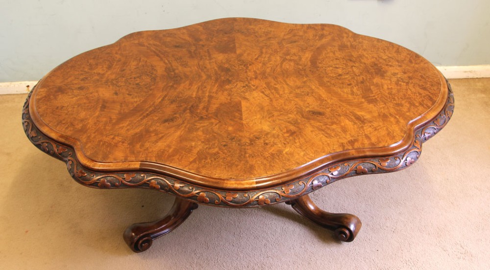 Antique Victorian Burr Walnut Coffee Table