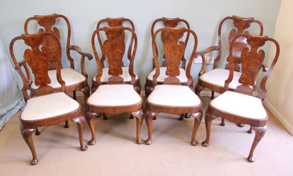 A Superb Set of Eight Burr Walnut Dining Chairs