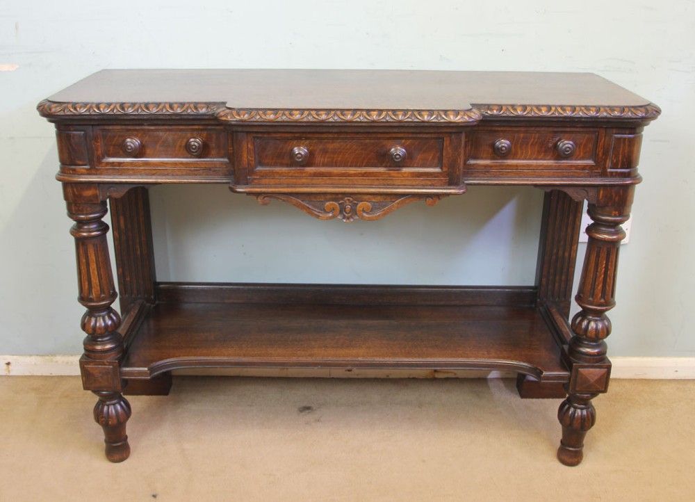 Antique Oak Victorian Shaped Sideboard Server