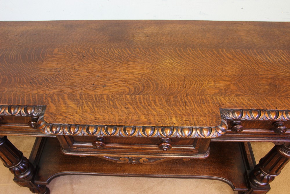 Antique Oak Victorian Shaped Sideboard Server View XIV