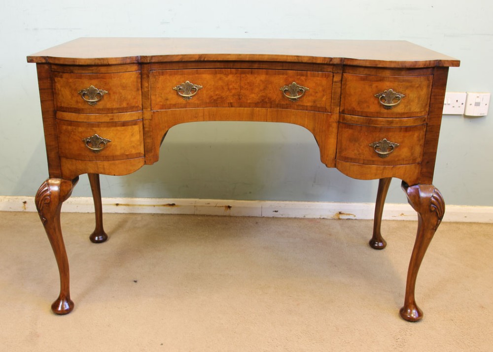 Antique Burr Walnut Writing Desk Side Table Dressing Table