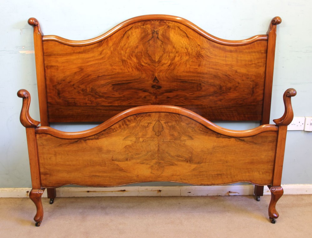 Antique Figured Walnut Double Bed