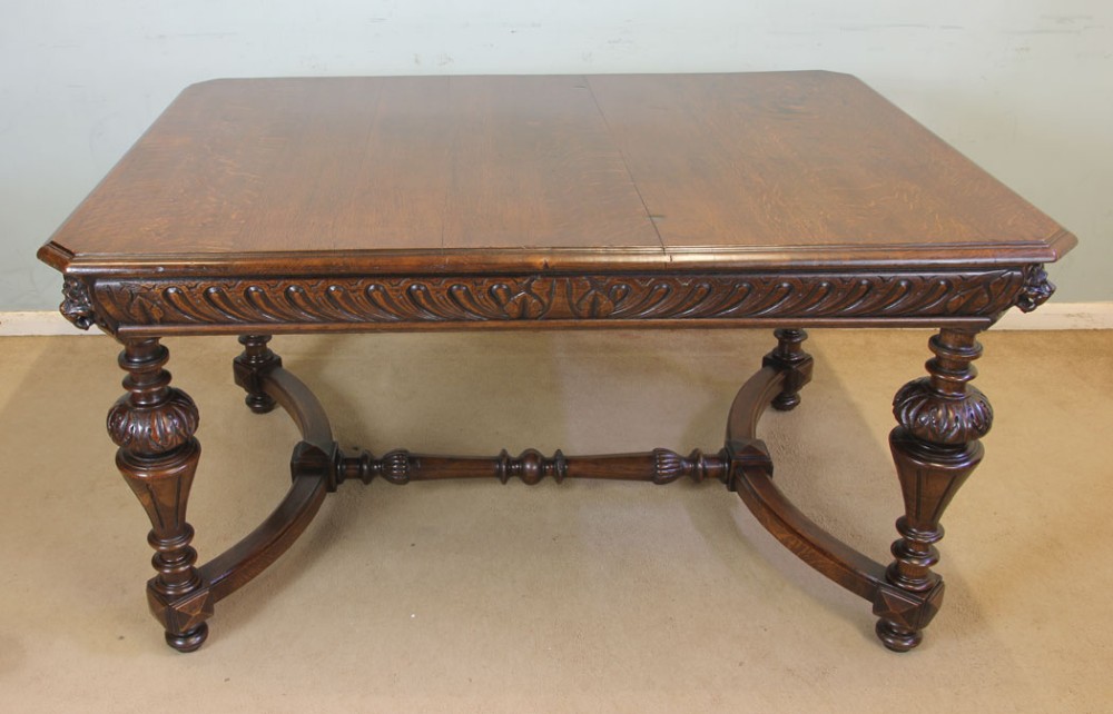 Antique Carved Oak Dining Centre Table.