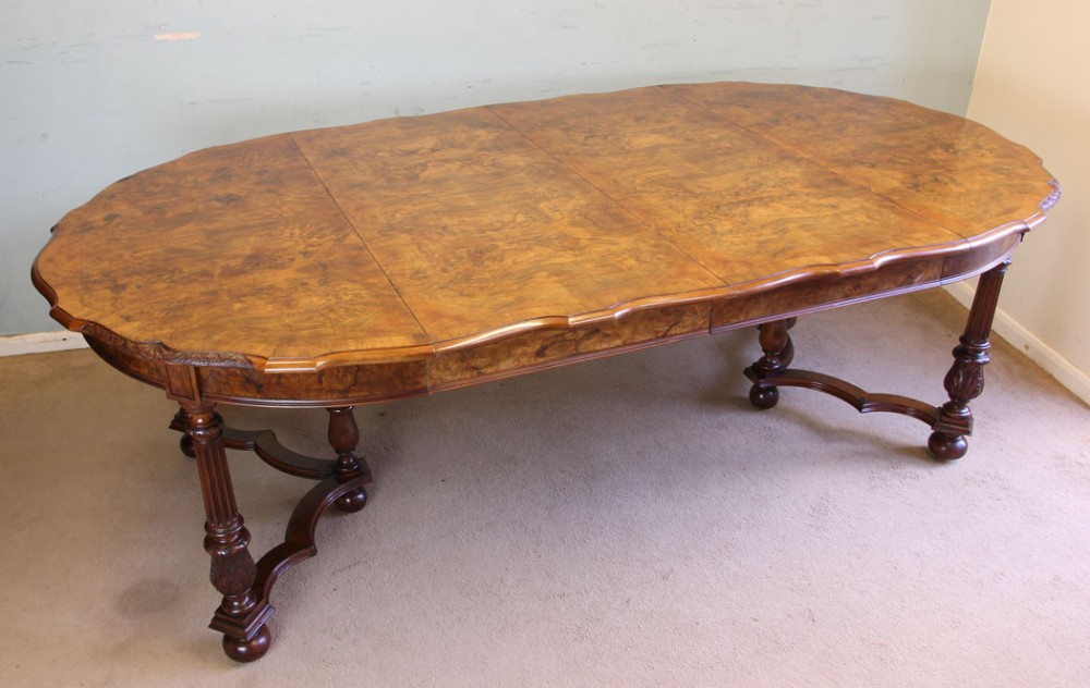 Antique Burr Walnut Extending Dining Table