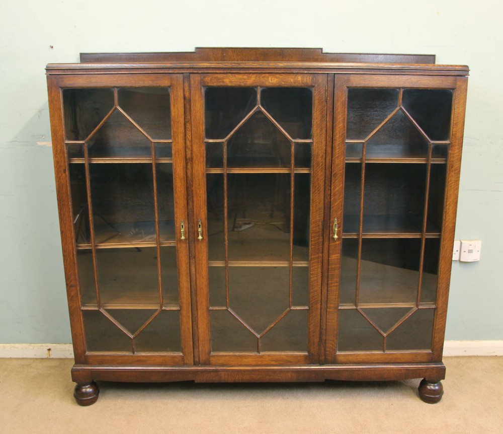 Antique Oak Glazed Bookcase