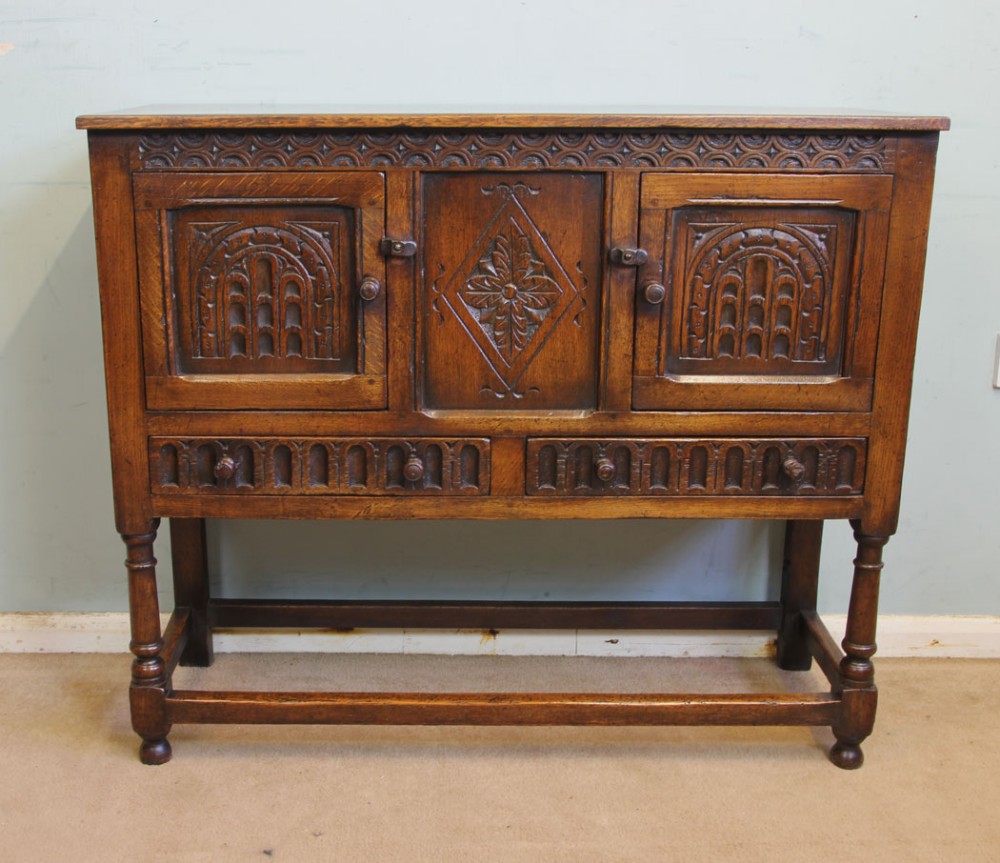 Antique Small Oak Sideboard Dresser Base