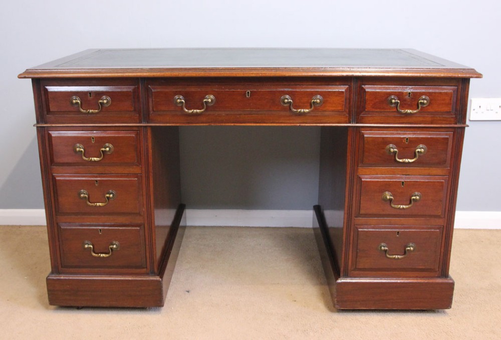 Antique Mahogany Pedestal Writing Desk