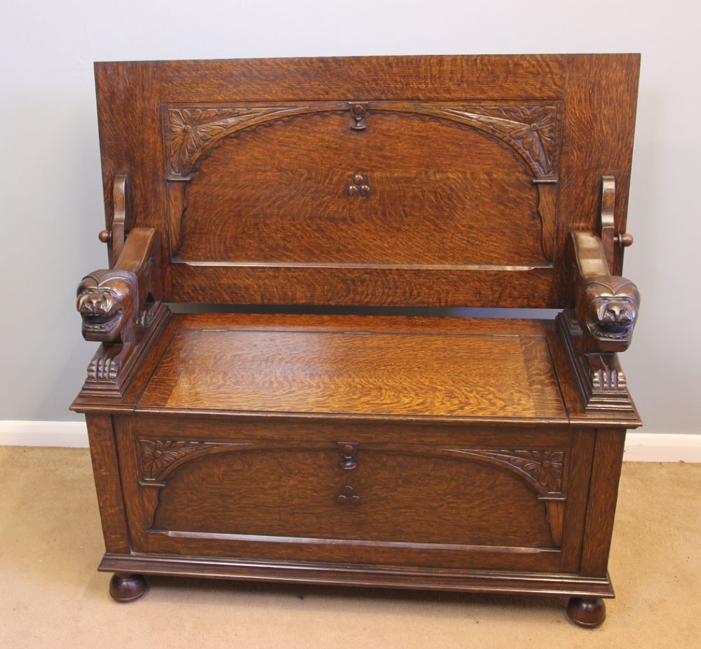 Antique Oak Monks Bench