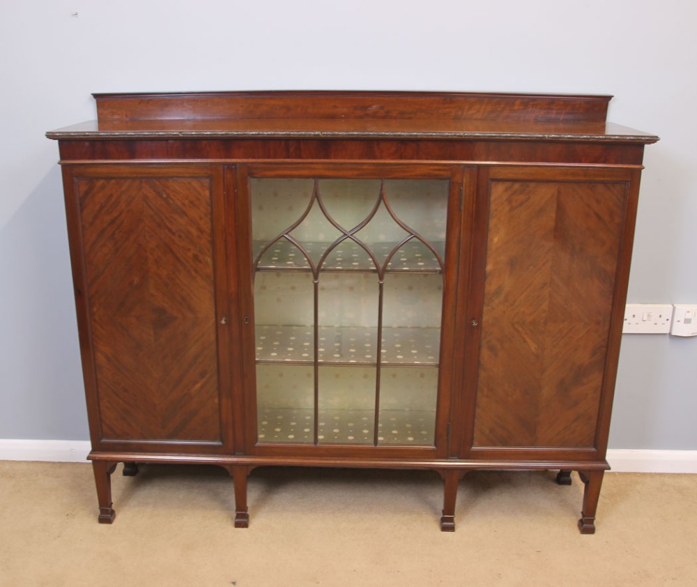 Antique Mahogany Cabinet Bookcase. 
