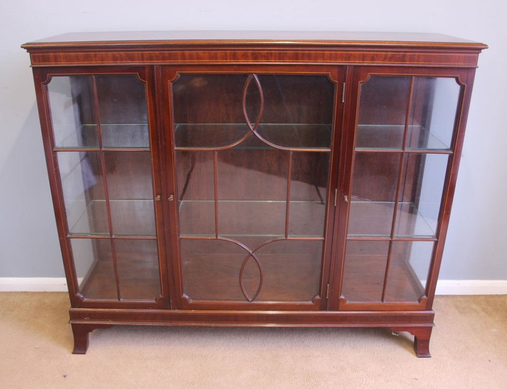Antique Inlaid Mahogany Glass Display Cabinet. 