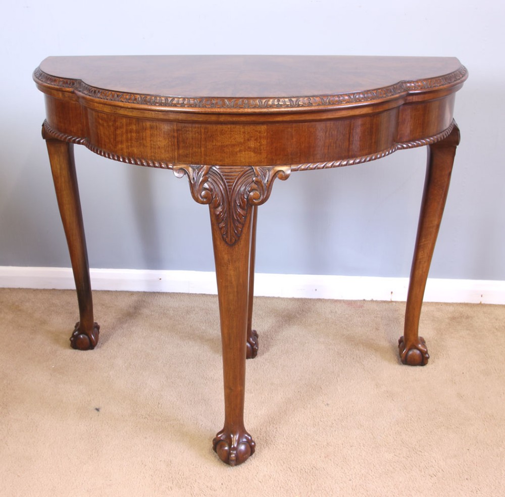 Antique Burr Walnut Card Games Side Table. 