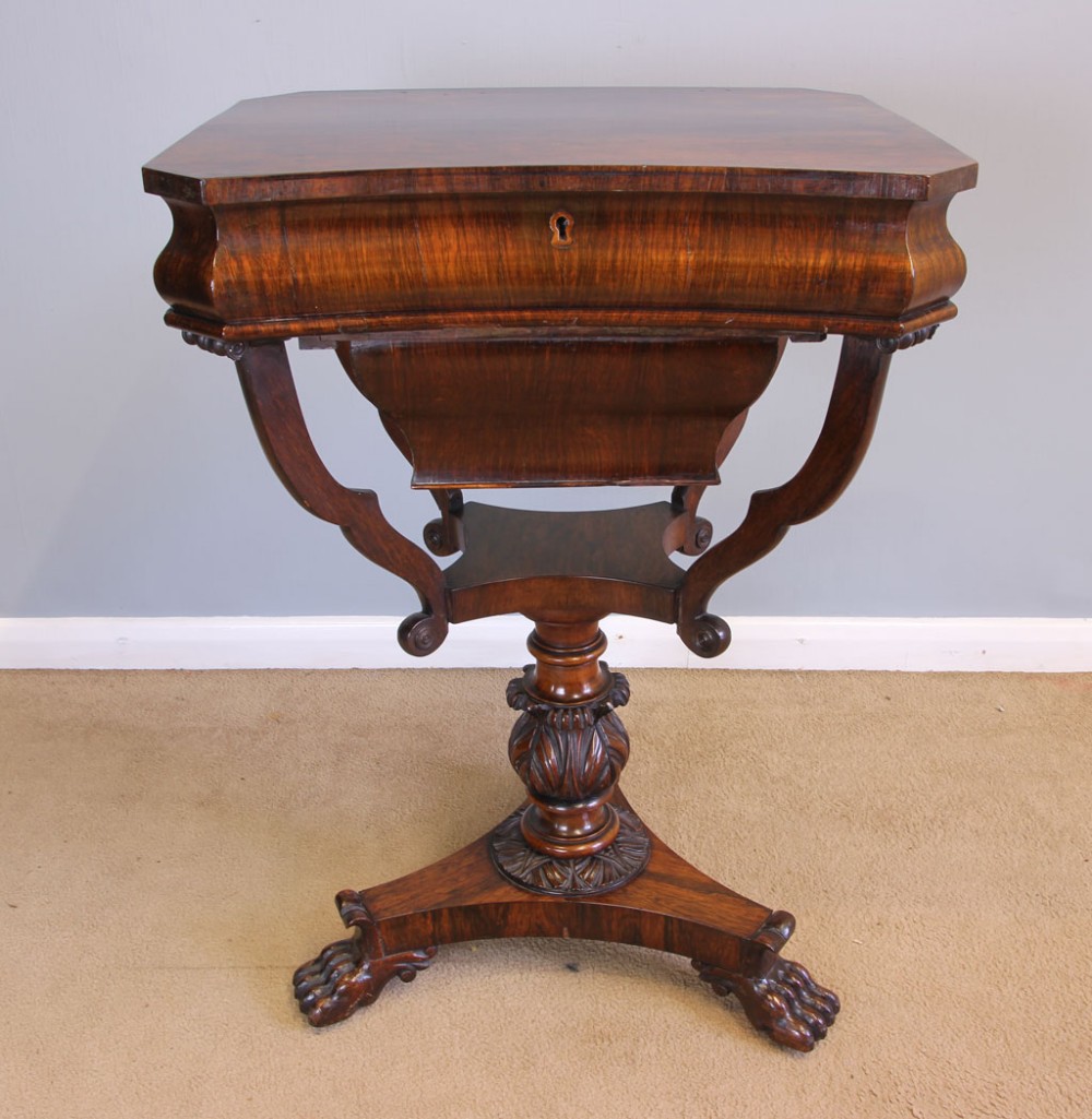 Antique Victorian Rosewood Sewing Work Table. 