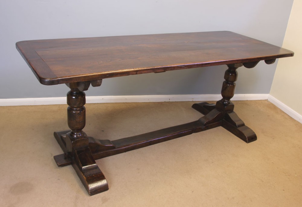 Antique Large Oak Refectory Farmhouse Dining Kitchen Table. 