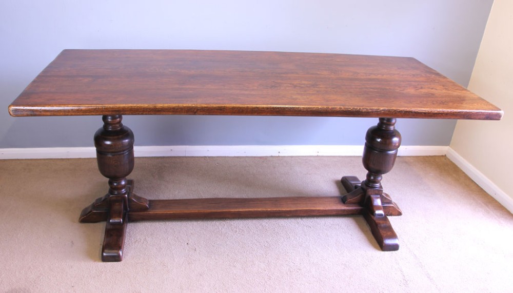 Large Antique Oak Refectory Farmhouse Kitchen Dining Table. 