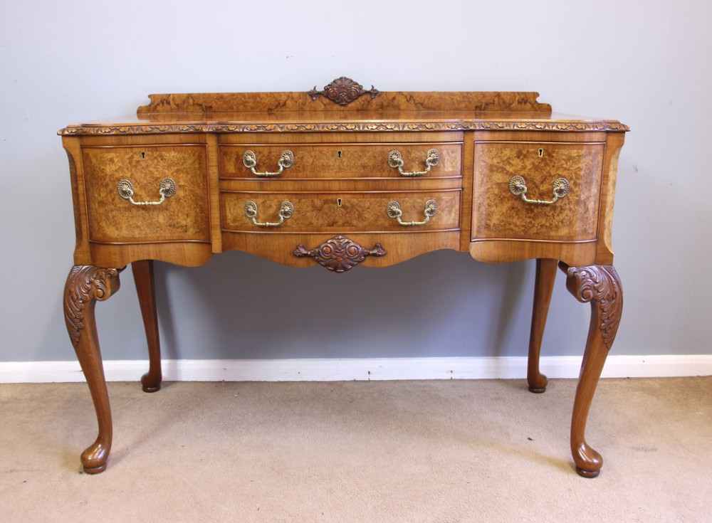 Antique Burr Walnut Sideboard Serving Table. 