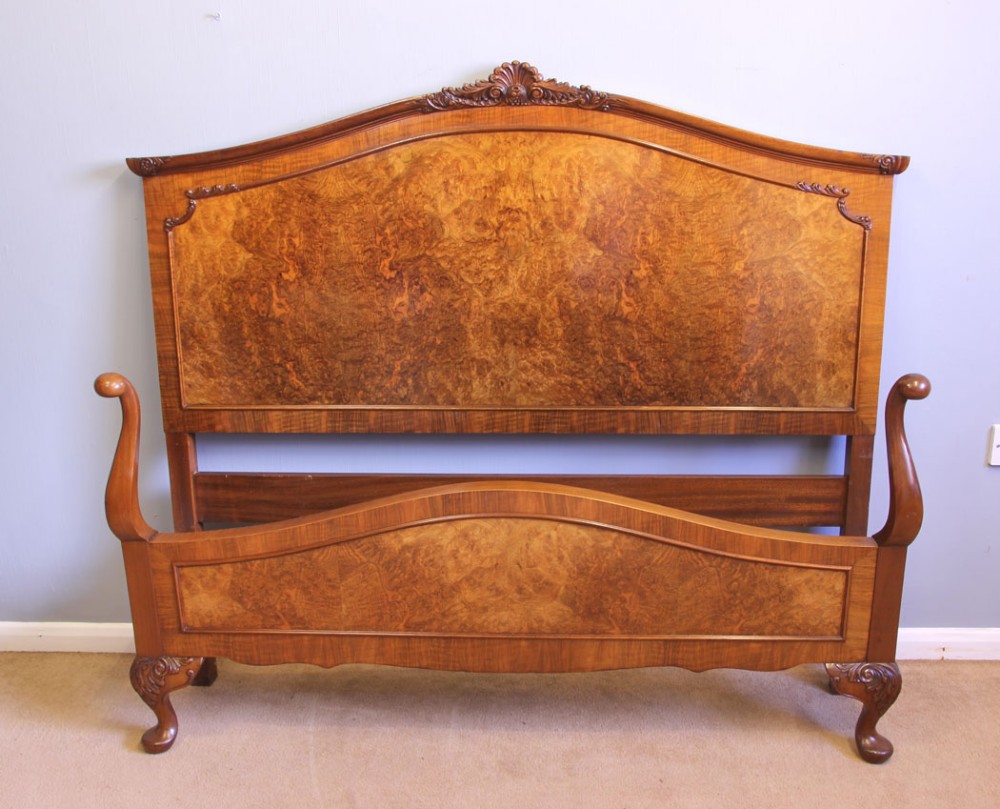 Quality Burr Walnut Antique Double Bed.