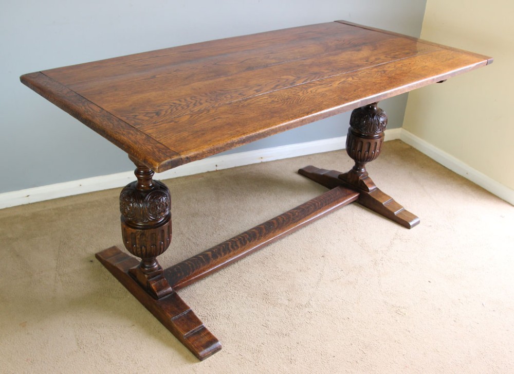 Antique Oak Refectory Farmhouse Dining Kitchen Table.