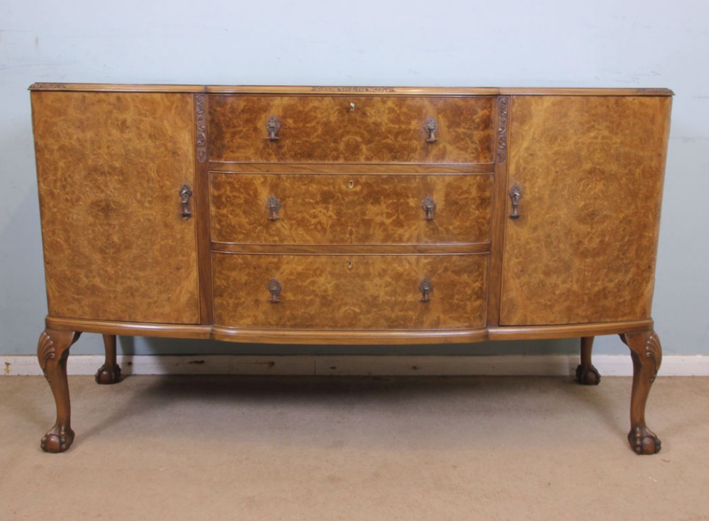 Antique Burr Walnut Sideboard Server. 