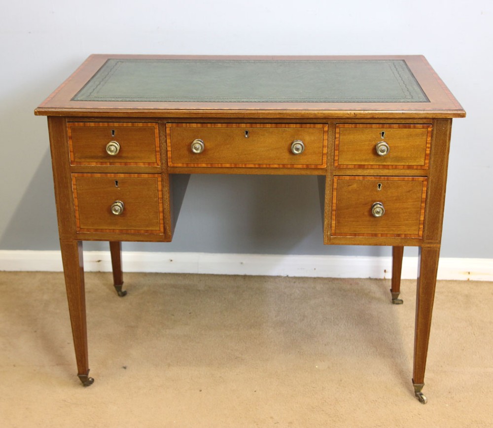 Antique Edwardian Mahogany Inlaid Writing Desk. 