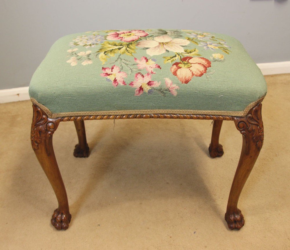 Antique Walnut Dressing Table Stool. 