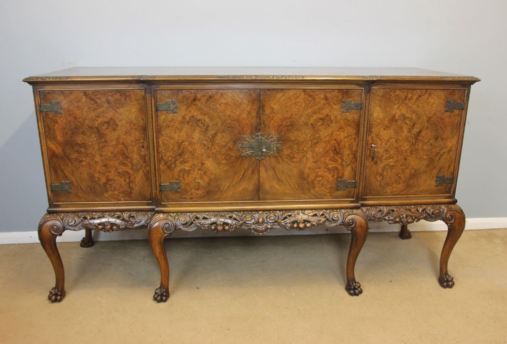 Quality Burr Walnut Antique Sideboard Server