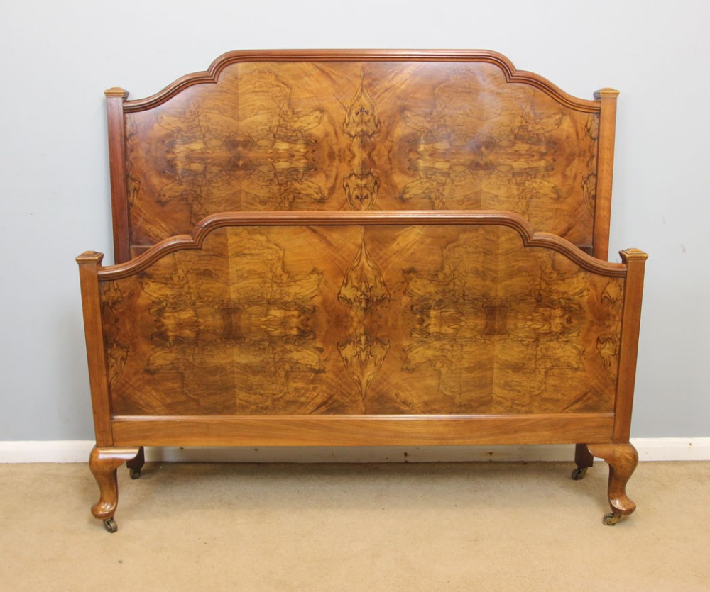 Antique Figured Walnut Double Bed