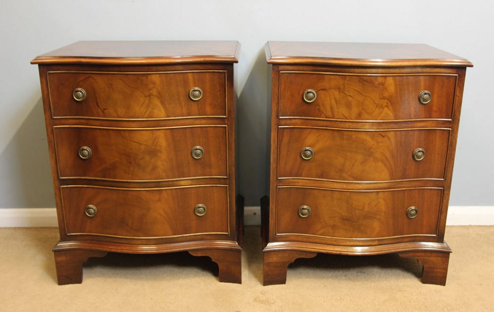 Pair Georgian Style Mahogany Beside Cabinets Chests of Drawers