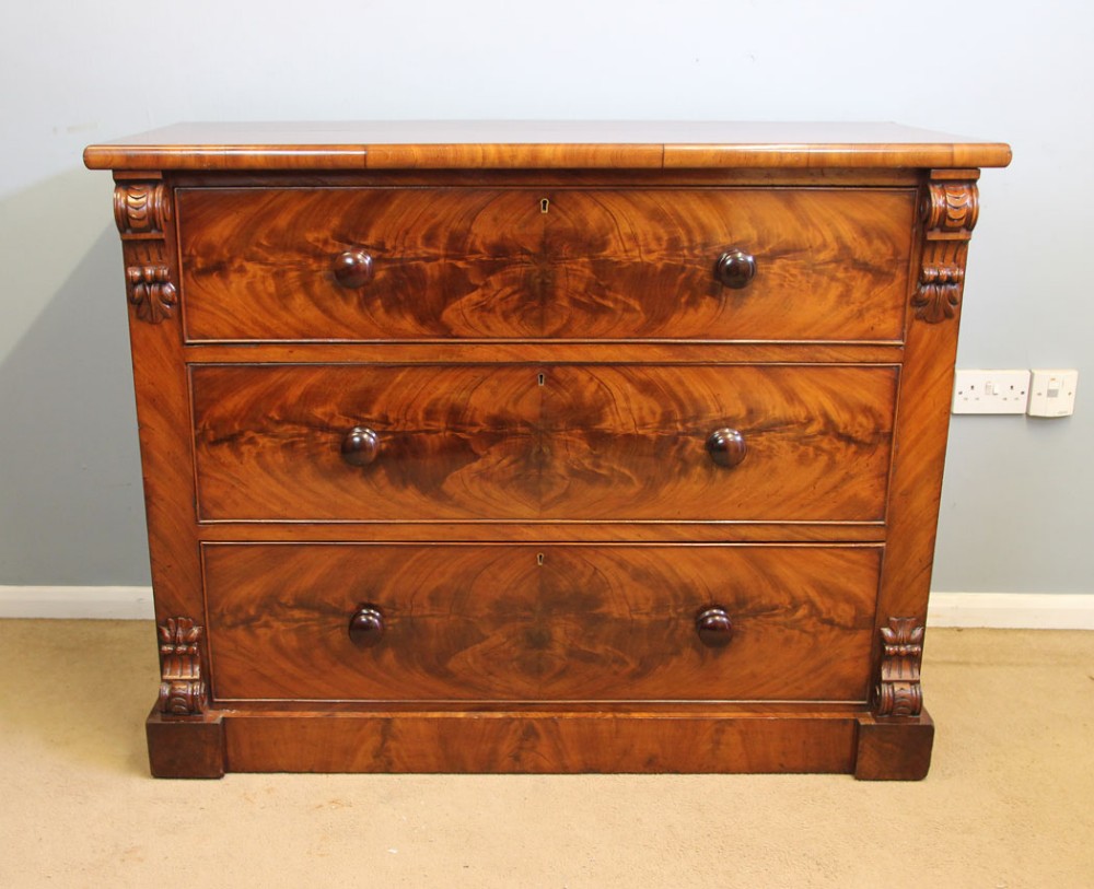 Victorian Large Antique Figured Mahogany Chest of Drawers