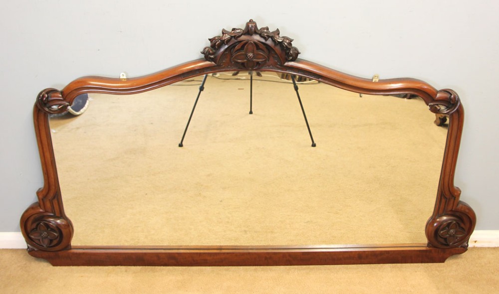 Victorian Large Mahogany Framed Wall Overmantle Mirror
