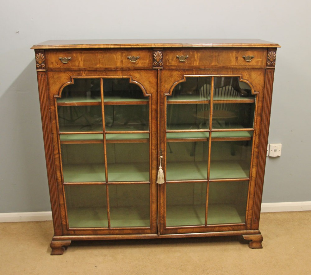 Antique Walnut Cabinet Bookcase 