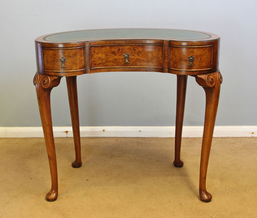 Antique Burr Walnut Kidney Shaped Ladies Writing Desk
