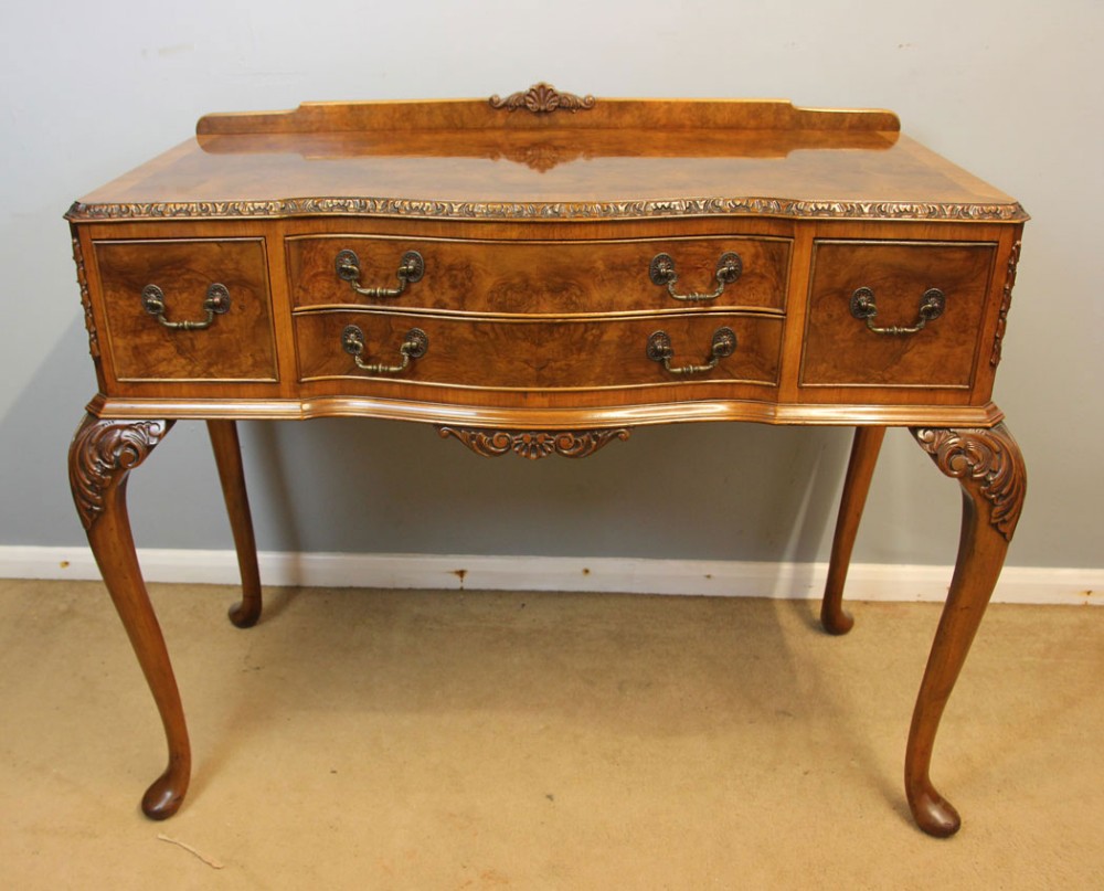 Antique Burr Walnut Console Serving Side Table