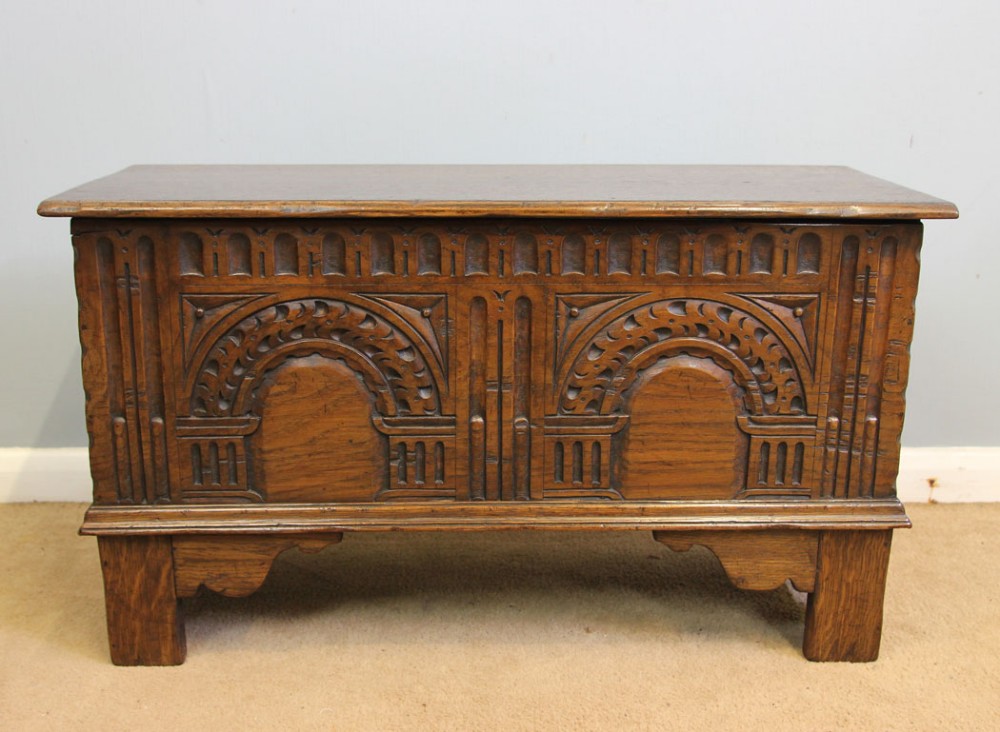 Antique Small Oak Coffer Chest