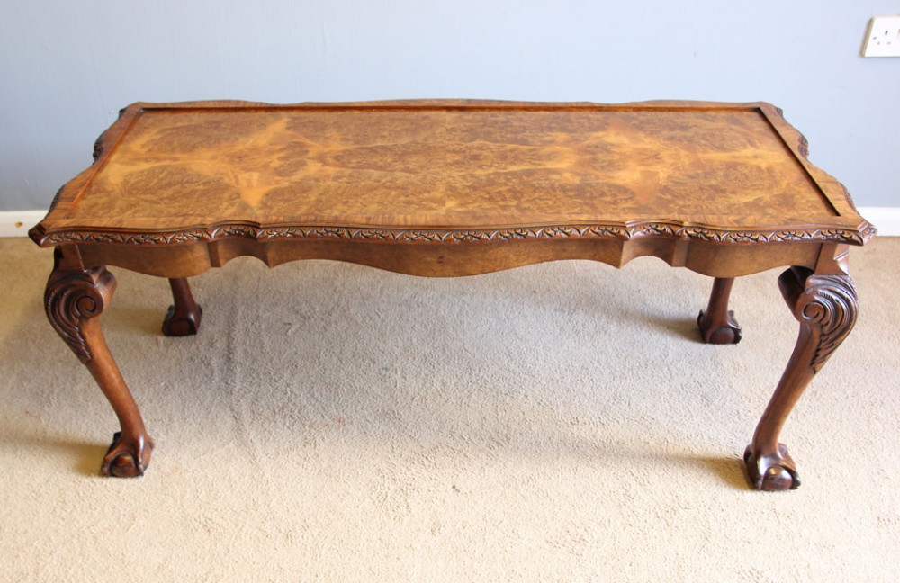 Antique Burr Walnut Large Coffee Table