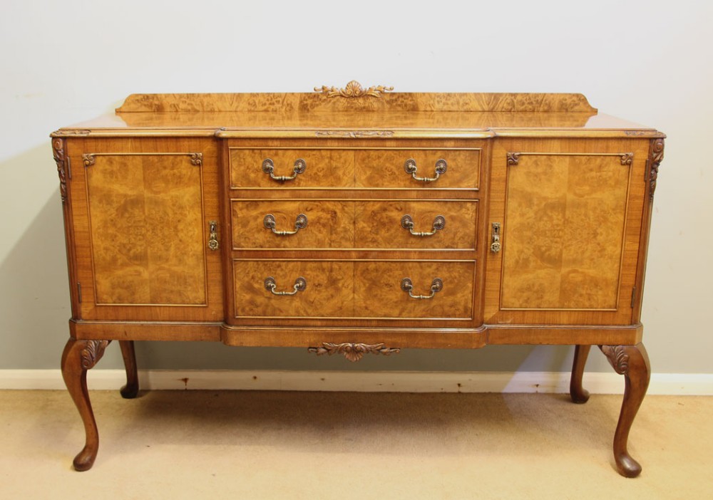 Antique Quality Breakfront Burr Walnut Sideboard