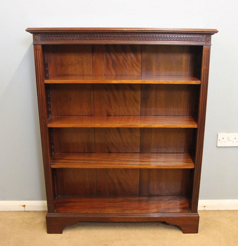 Antique Small Slim Mahogany Open Bookcase