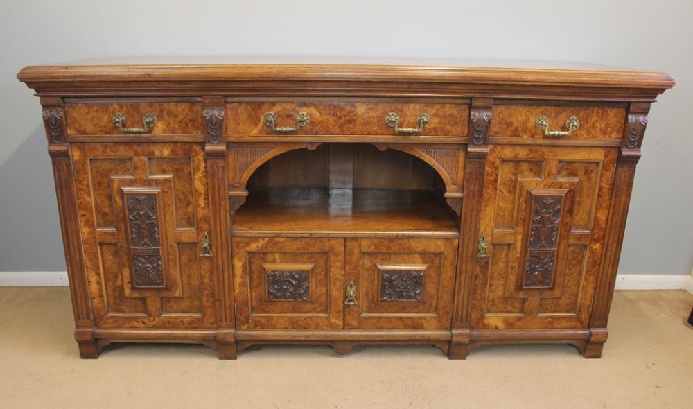 Antique Aesthetic Pollard Oak Walnut Sideboard Dresser Base