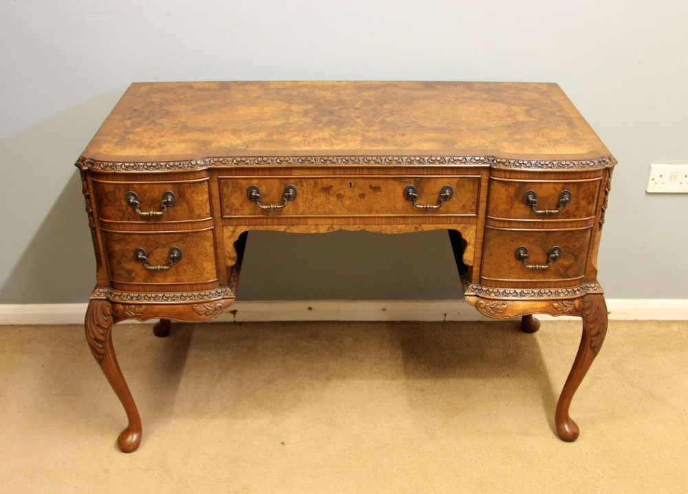 Antique Burr Walnut Serving Side Writing Table
