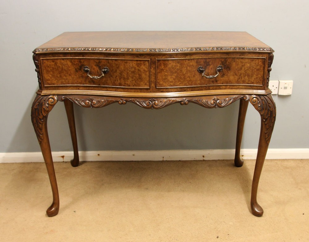 Antique Serpentine Burr Walnut Serving Side Table