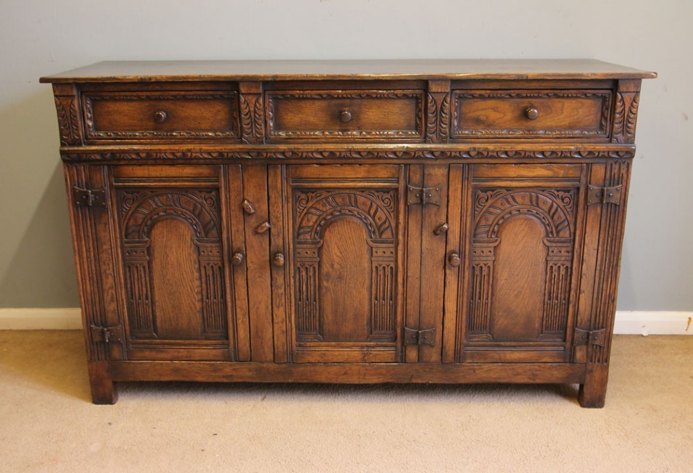 Antique Carved Oak Sideboard Dresser Base 