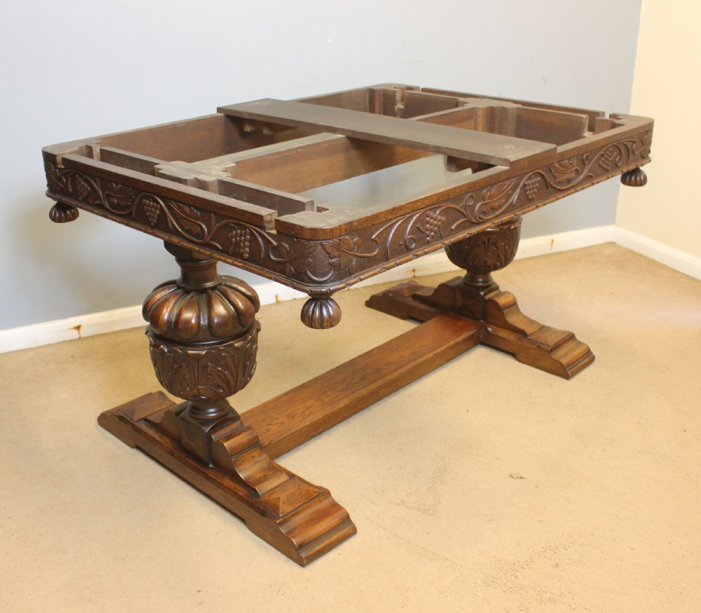 Antique Extending Oak Refectory Draw Leaf Dining Table View XI