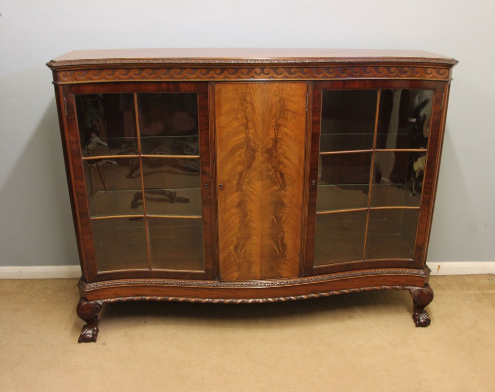 Antique Mahogany Bookcase Display Cabinet