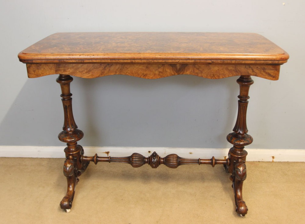 Antique Victorian Burr Walnut Side Card Console Table