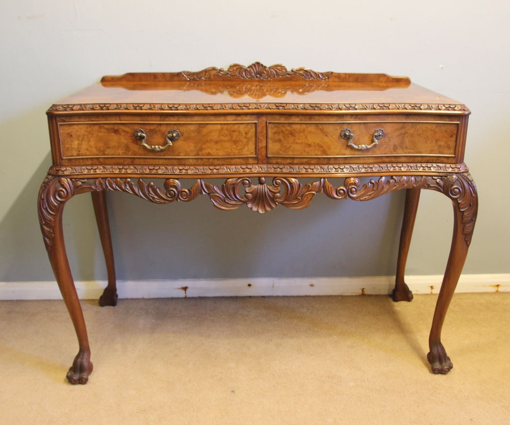 Antique Walnut Two Drawer Serving Side Table