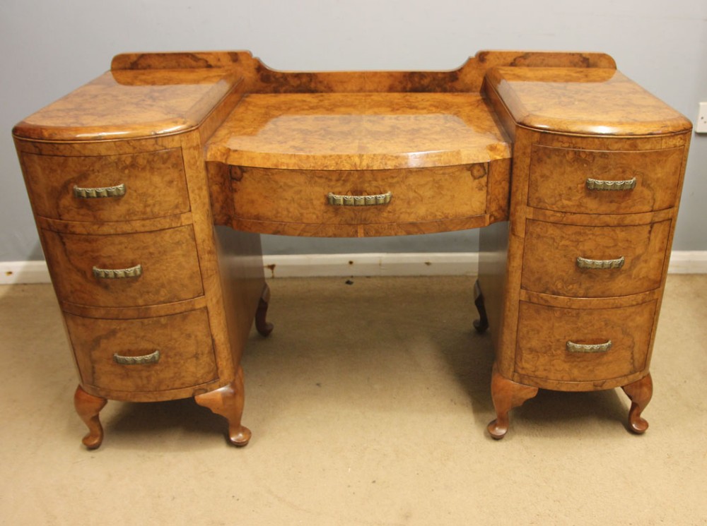 Antique Burr Walnut Art Deco Style Dressing Table