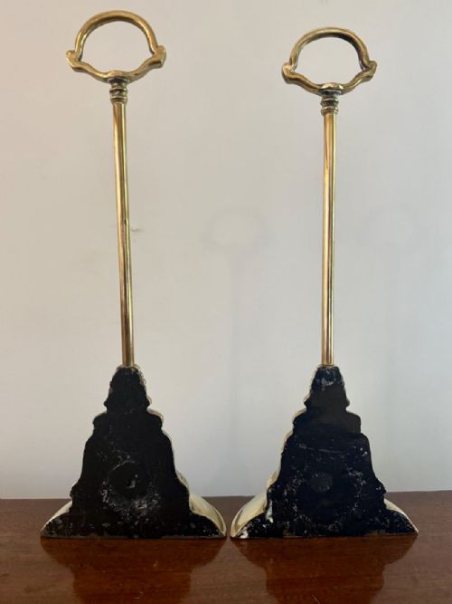 PAIR OF ANTIQUE BRASS DOOR STOPS - ADDITIONAL PHOTO 3